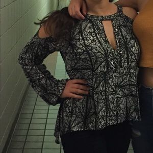 Free People Studded Batik Cold-Shoulder Tunic